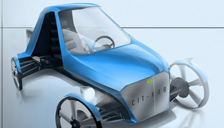 Die Cit-Kar-Vision soll bald schon Wirklichkeit werden: Das Leichtfahrzeug unterscheidet sich von der Konkurrenz durch Wetterschutz und Fahrkomfort. Ebenso punktet das Konzept mit einer Reichweite von 200 km und einer Zuladung von 300 kg. 