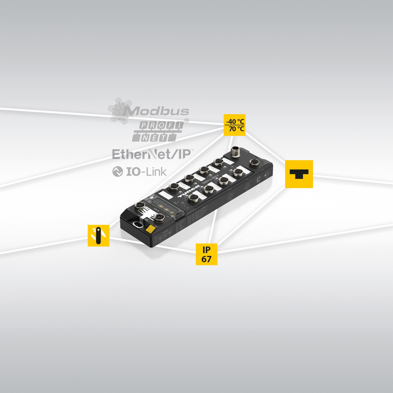Mit 8 Class-A-Ports für IO-Link oder 16 DXP-Kanäle garantiert der Class-A-Master Anwendern hohe Flexibilität